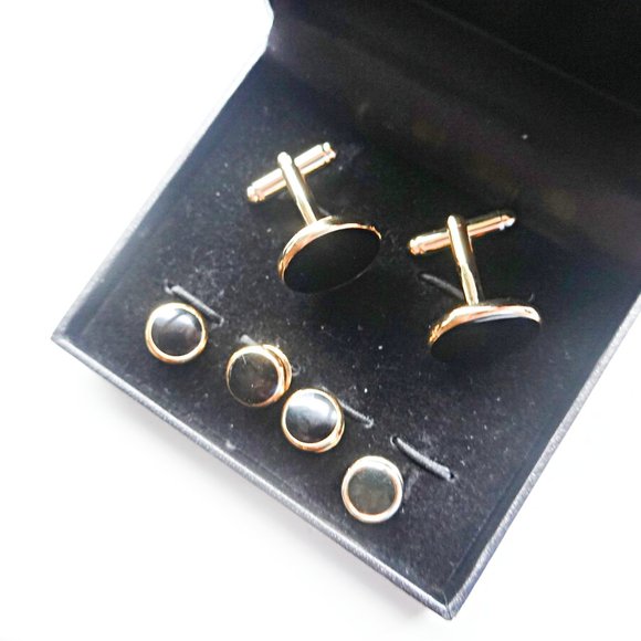 Black Tuxedo Cufflinks and Shirt Studs - Picture 1 of 3